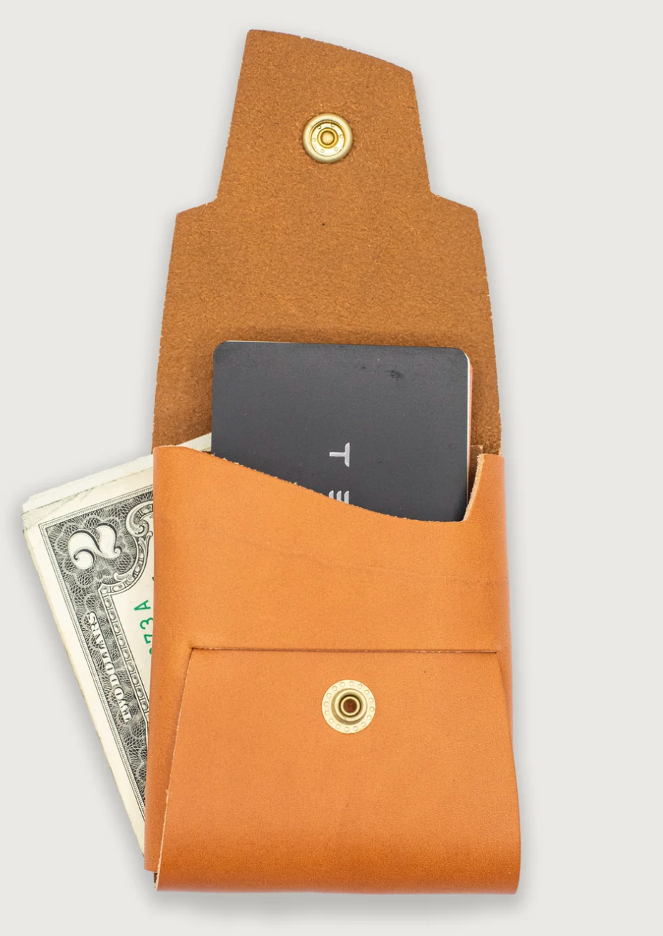 Koshū Wallet - Latigo - Tan Tangerine - Polished Brass Snap - Iron & Resin Garage Denver
