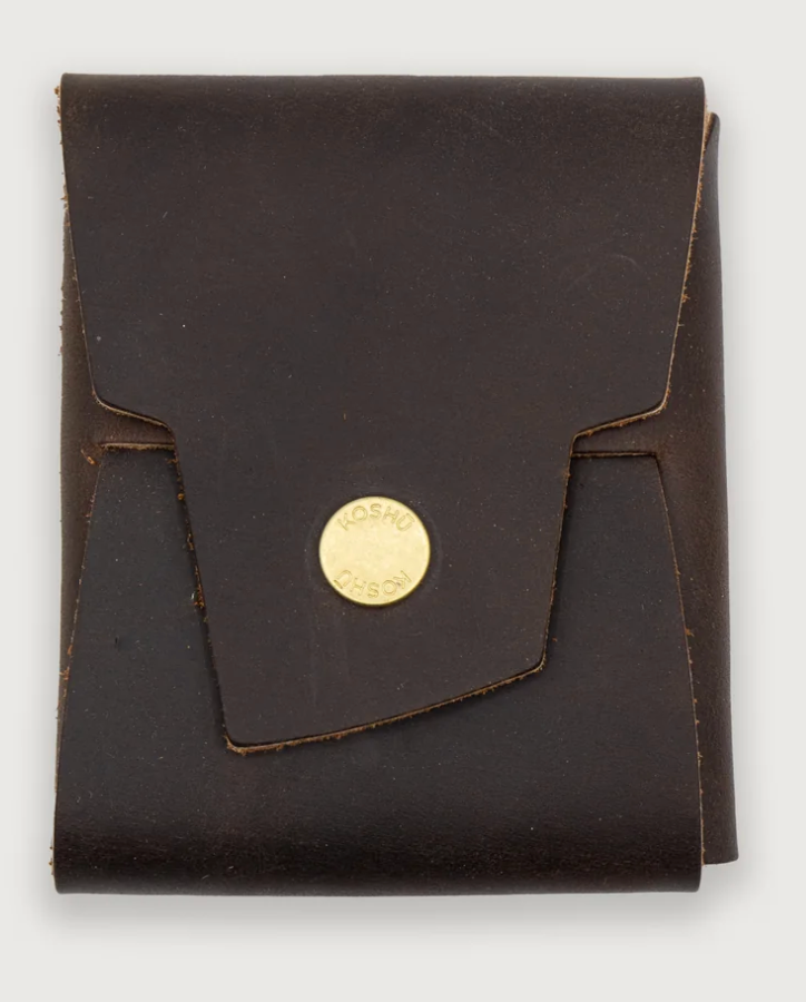 Koshū Wallet - Predator - Oaxacan Chocolate - Flat Brass Snap - Iron & Resin Garage Denver
