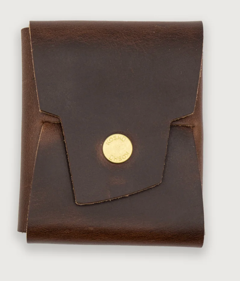 Koshū Wallet - Chromexcel - Brown Burgundy - Polished Brass Snap - Iron & Resin Garage Denver