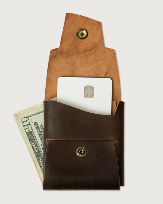 Koshū Wallet - Shell Cordovan - Truffle - Black Brass Snap - Iron & Resin Garage Denver