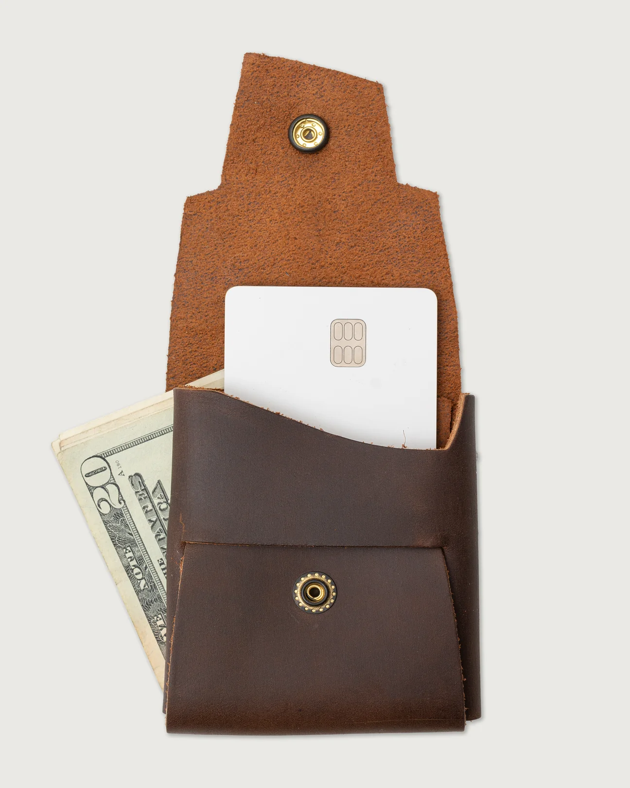 Koshū Wallet - Predator - Oaxacan Chocolate - Black Brass Snap - Iron & Resin Garage Denver