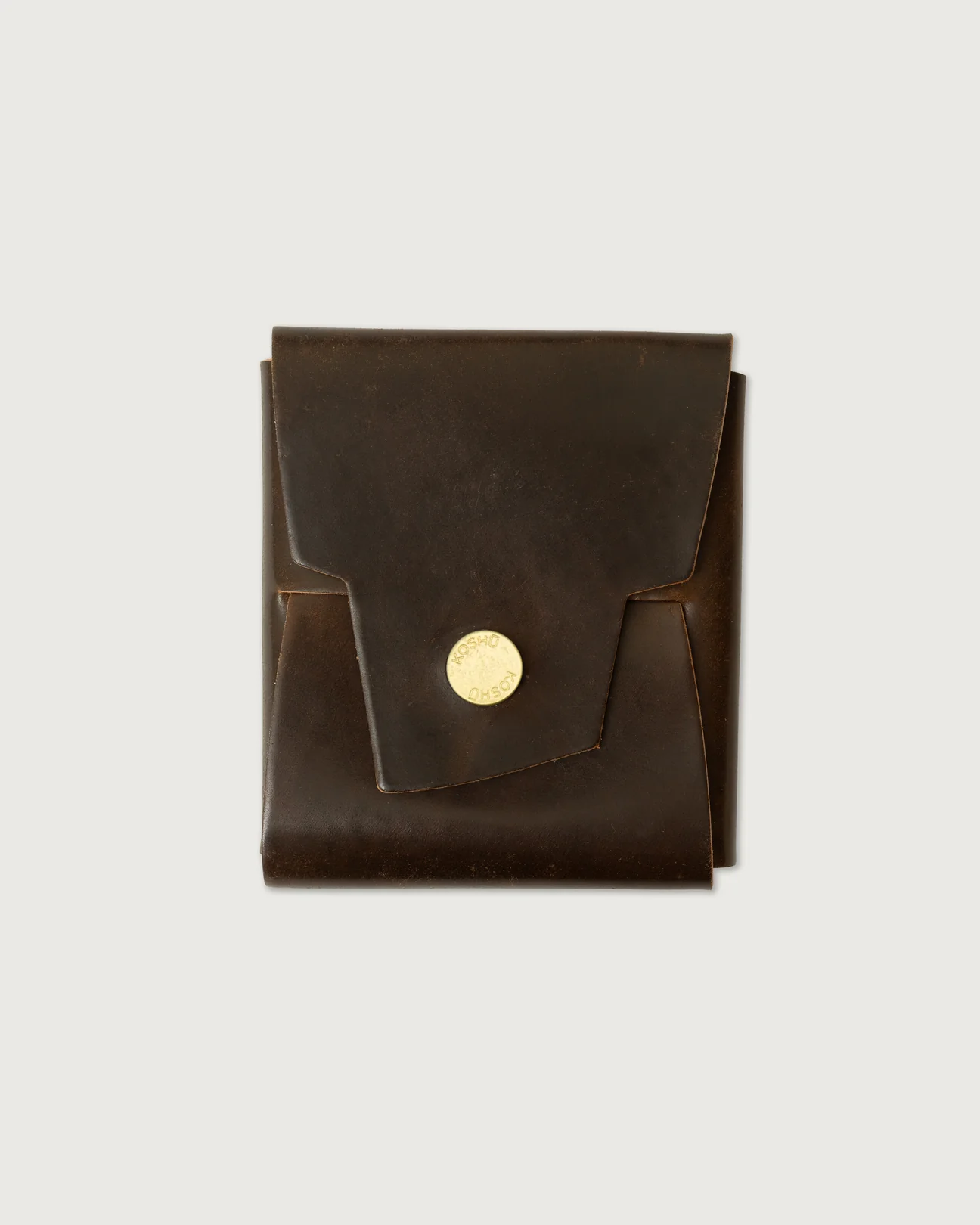 Koshū Wallet - Shell Cordovan - Truffle - Flat Brass Snap - Iron & Resin Garage Denver