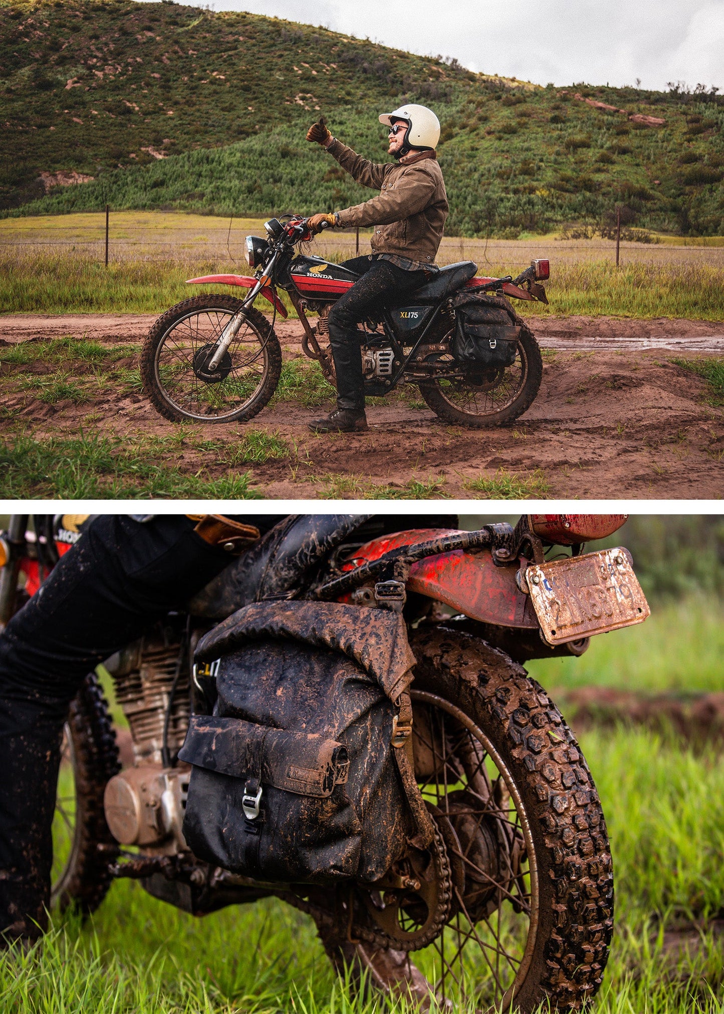 Iron & Resin Moto Pannier Bag in Black 