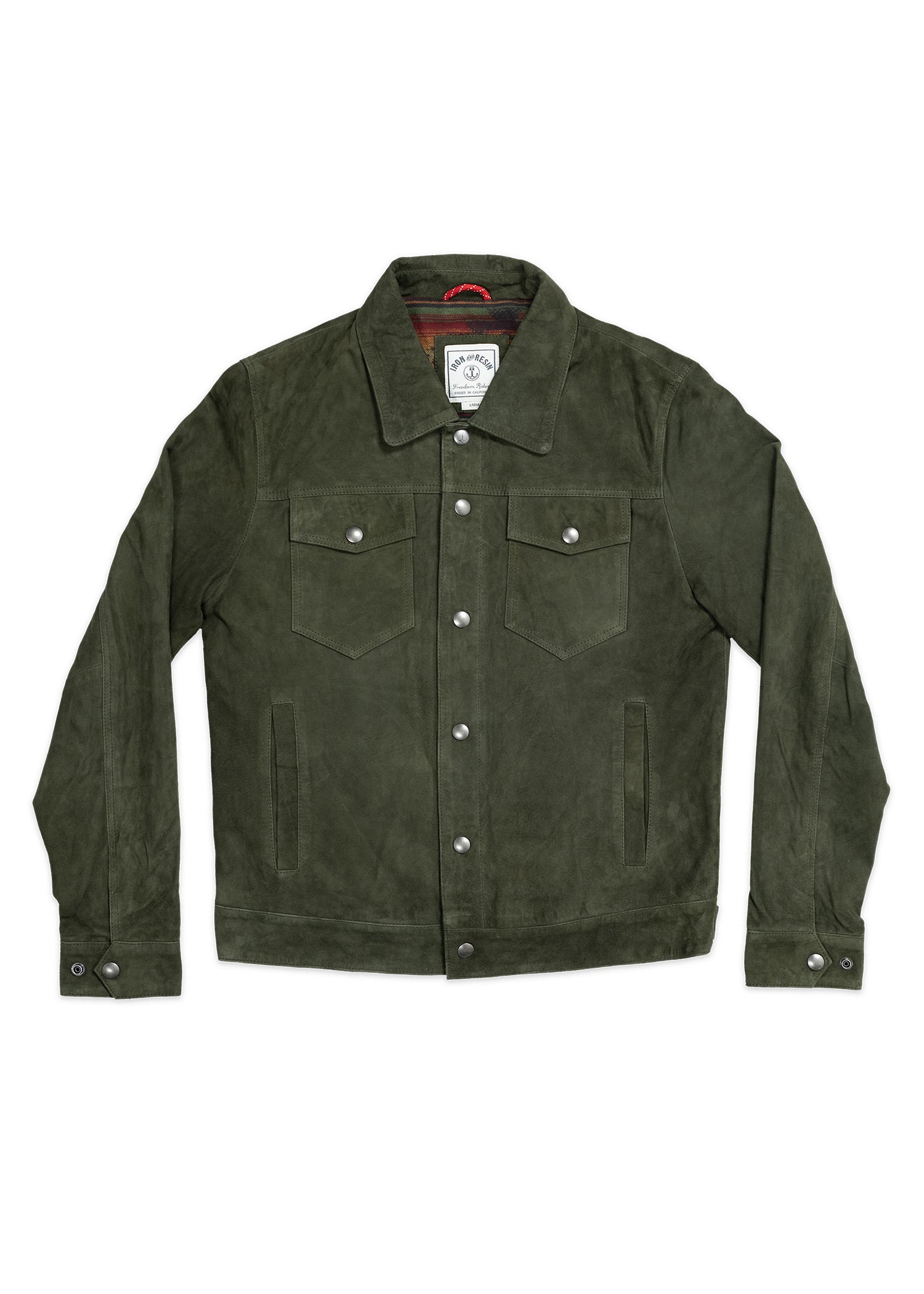 Iron and Resin Ojai Goat Suede Jacket in Ponderosa Green