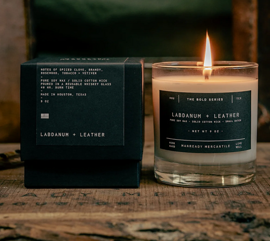 Manready Soy Candle Labdanum + Leather - Iron & Resin Garage Denver