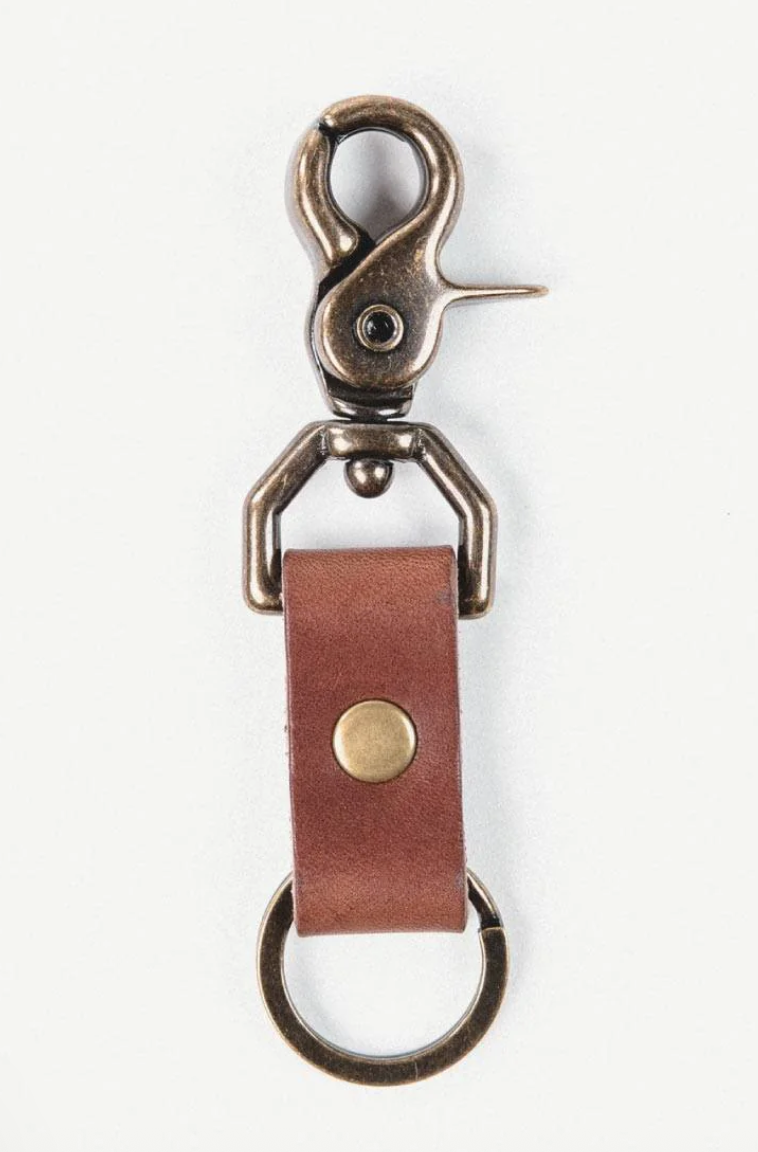 Bradley Mountain Leather Key Ring - Iron & Resin Garage Denver