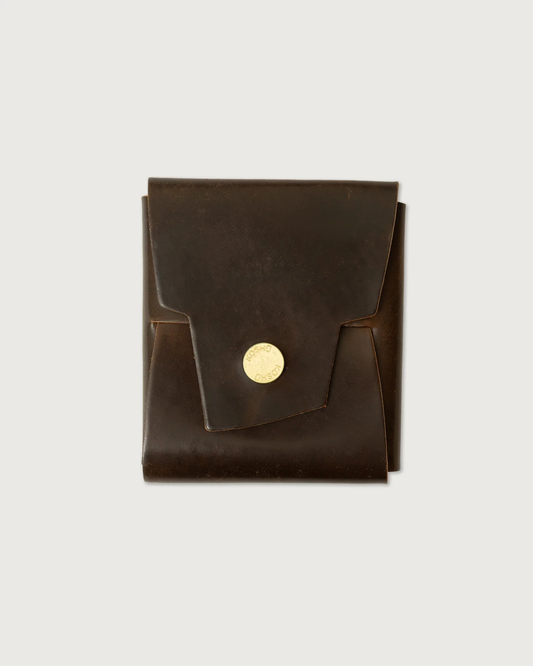 Koshū Wallet - Shell Cordovan - Truffle - Flat Brass Snap - Iron & Resin Garage Denver